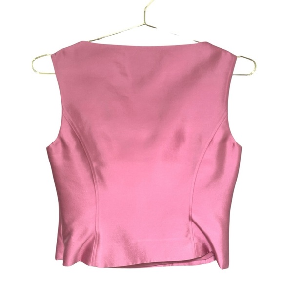 Vintage Carlisle Silk Bustier Corset Structured Tank Top in Pink Rose, Size 8 - Picture 3 of 6